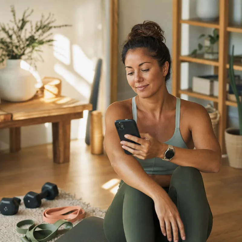 Reviewing a coaching check-in at home after training